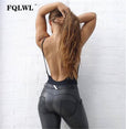 Elastic Waist Hip Push Up Leather Pants