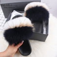 Fluffy Real FOX Fur Slides Indoor Slippers