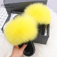 Fluffy Real FOX Fur Slides Indoor Slippers