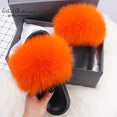 Fluffy Real FOX Fur Slides Indoor Slippers