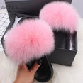 Fluffy Real FOX Fur Slides Indoor Slippers