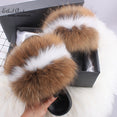 Fluffy Real FOX Fur Slides Indoor Slippers