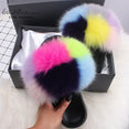 Fluffy Real FOX Fur Slides Indoor Slippers