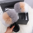 Fluffy Real FOX Fur Slides Indoor Slippers