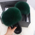 Fluffy Real FOX Fur Slides Indoor Slippers