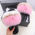 Fluffy Real FOX Fur Slides Indoor Slippers