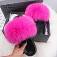 Fluffy Real FOX Fur Slides Indoor Slippers