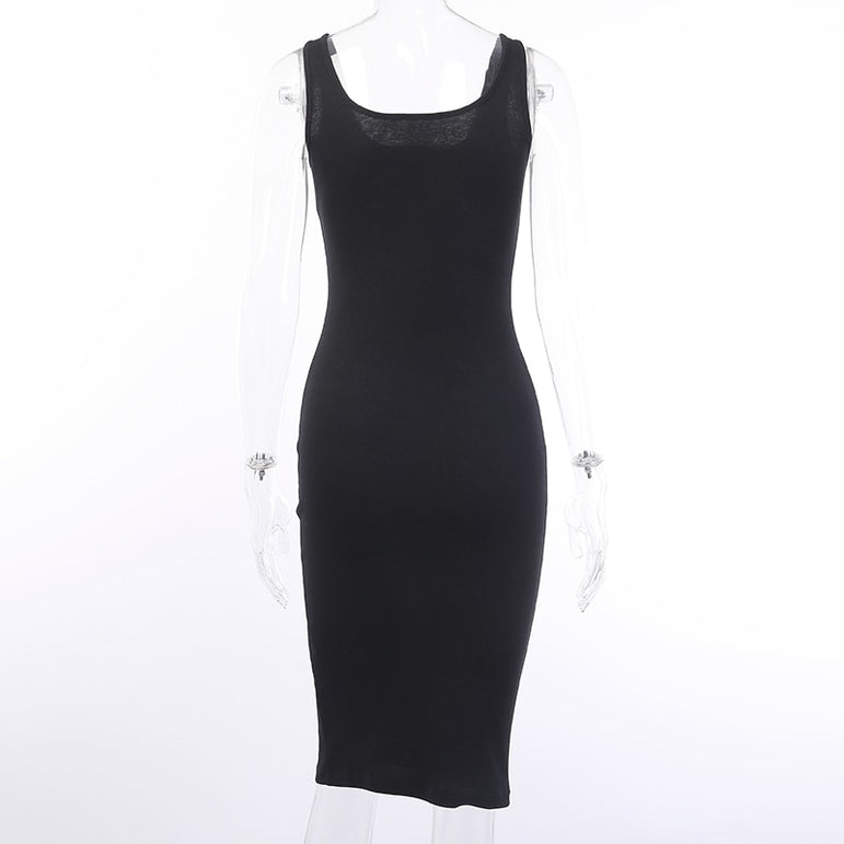 Knee-Length Elastic Sleeveless Bodycon Dress