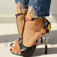 Cute Floral Print Super High Heels Sandals