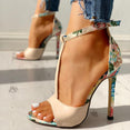 Cute Floral Print Super High Heels Sandals