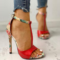 Cute Floral Print Super High Heels Sandals