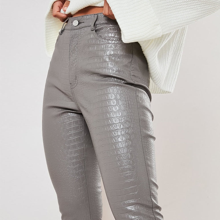 High Waist Pencil Faux Leather Pants