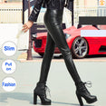 Thin Velvet PU Leather Elastic Stretch Pant