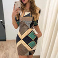 Elegant Fashion Print Short-Sleeved Slim Dress