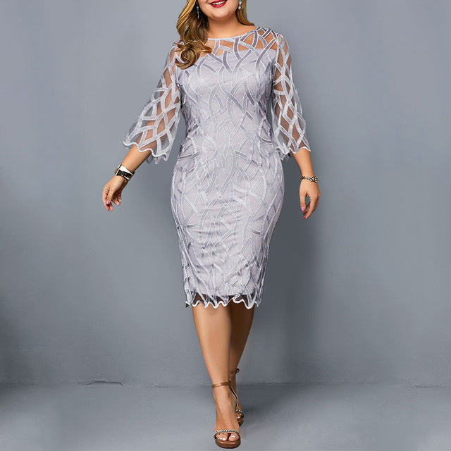 Elegant Women Plus Size Transparent Dress