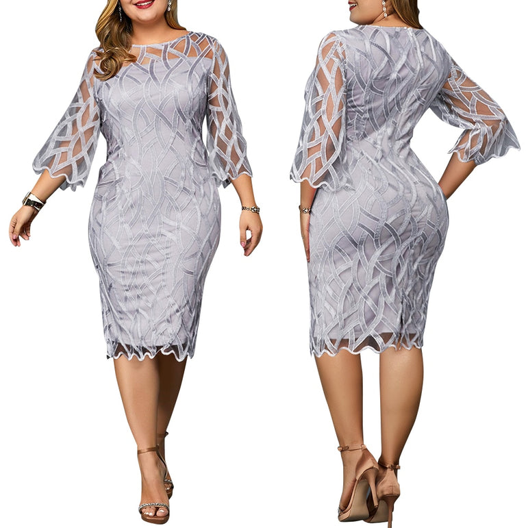 Elegant Women Plus Size Transparent Dress