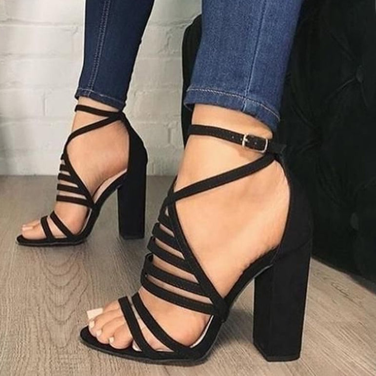 Women Sexy Lady High Heels Cross Strap Sandals