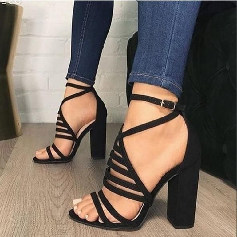 Women Sexy Lady High Heels Cross Strap Sandals