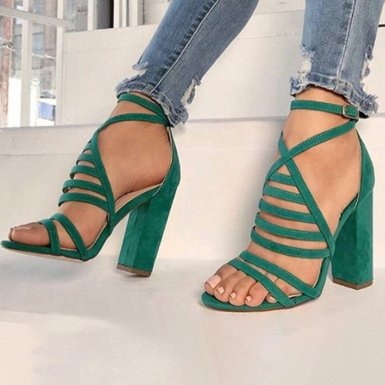 Women Sexy Lady High Heels Cross Strap Sandals