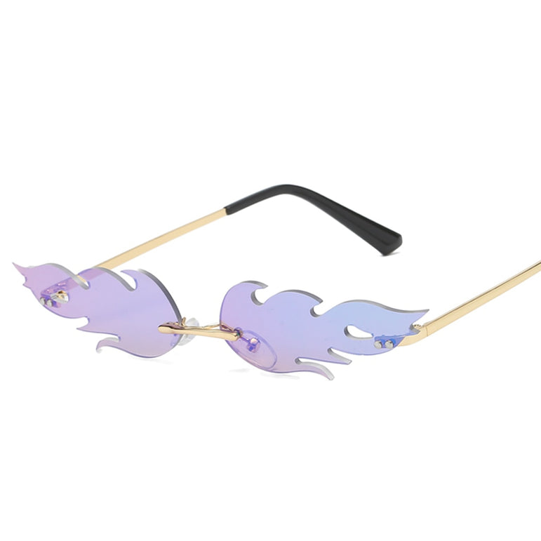 Fire Flame Rimless Wave Sun Glasses