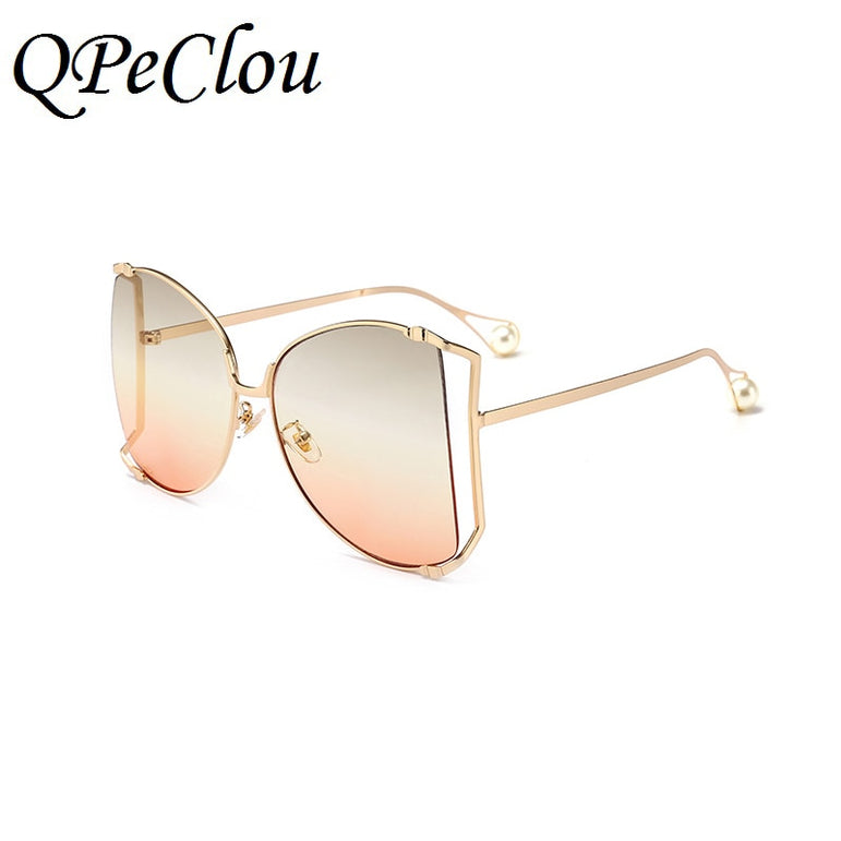 Cute Pearls Half Round Gradient Sunglasses