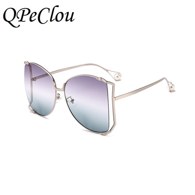 Cute Pearls Half Round Gradient Sunglasses