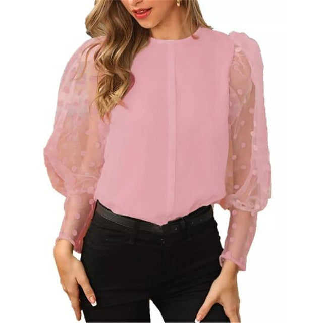 Women's Sheer Mesh See-through Blouse