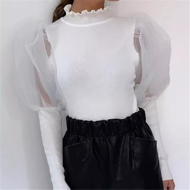 Women's Sheer Mesh See-through Blouse