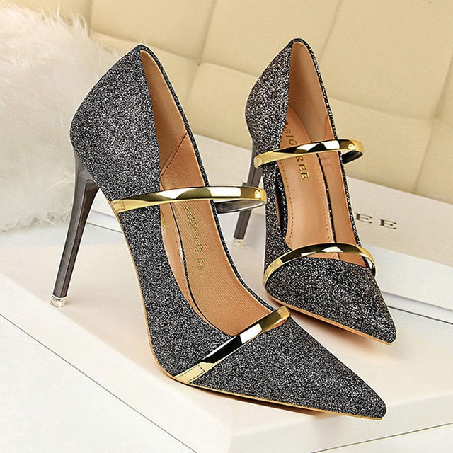 Gold Silver Wedding Party Stiletto Shoes