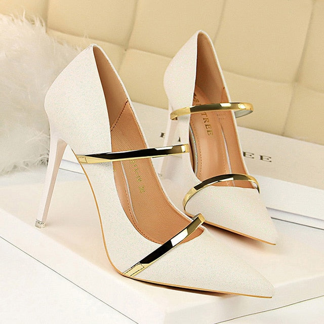 Gold Silver Wedding Party Stiletto Shoes