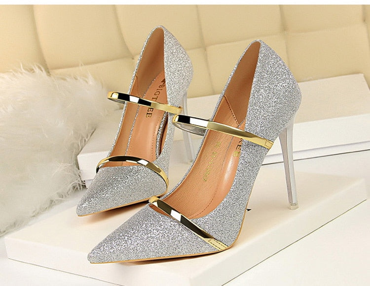 Gold Silver Wedding Party Stiletto Shoes