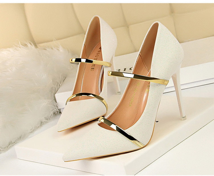 Gold Silver Wedding Party Stiletto Shoes