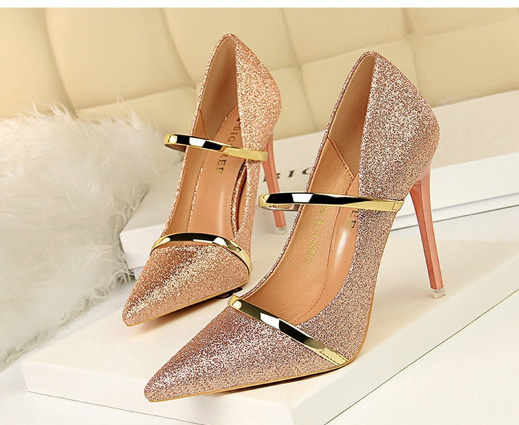 Gold Silver Wedding Party Stiletto Shoes