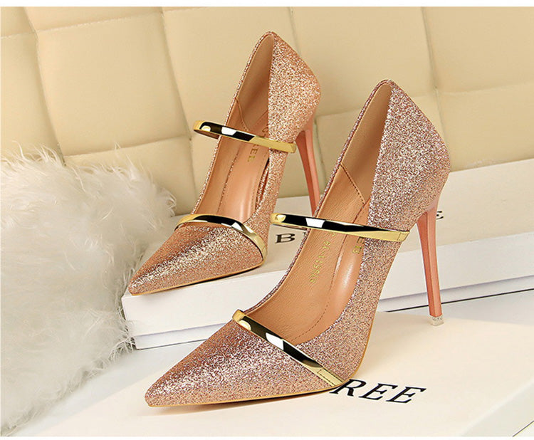 Gold Silver Wedding Party Stiletto Shoes