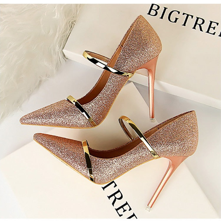 Gold Silver Wedding Party Stiletto Shoes