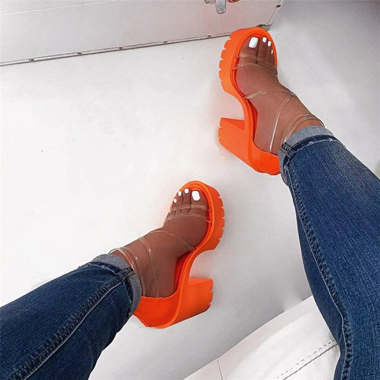 Jelly Sandals Open Toe Thick High Heels Platform