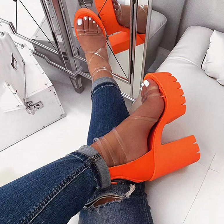 Jelly Sandals Open Toe Thick High Heels Platform