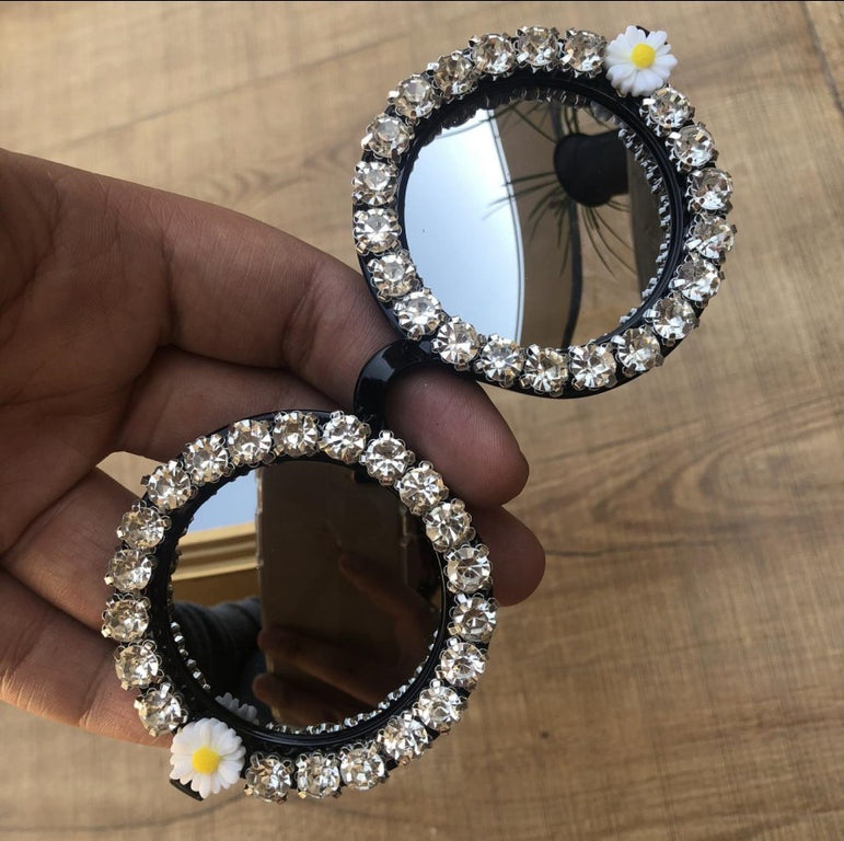 Crystal Diamond Handmade Round Sun Glasses