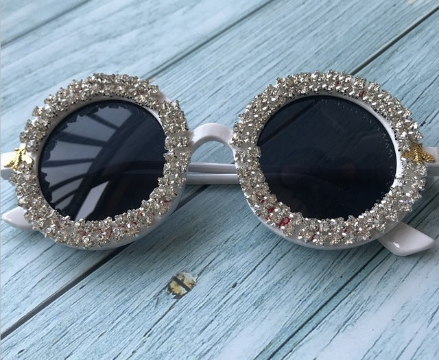 Crystal Diamond Handmade Round Sun Glasses