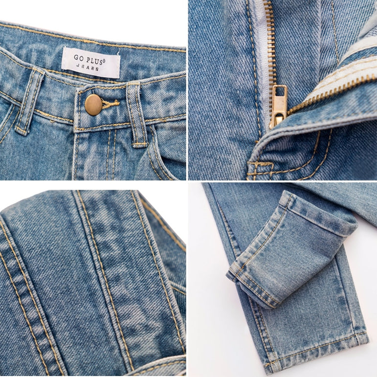 Vintage High Waist Jeans Woman Denim Pants