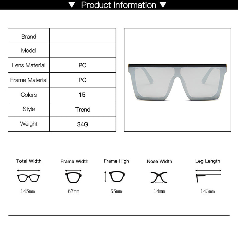 Flat Top Square Shades Gradient Sun Glasses