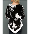 Floral Printed Women Shirt Asymmetric Blouse