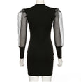 Elegant Mesh Sheer Long Sleeve Slim Stretch Dress