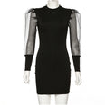 Elegant Mesh Sheer Long Sleeve Slim Stretch Dress