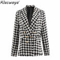 Women Office Ladies Vintage Thick Plaid Coat