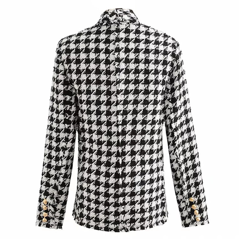 Women Office Ladies Vintage Thick Plaid Coat