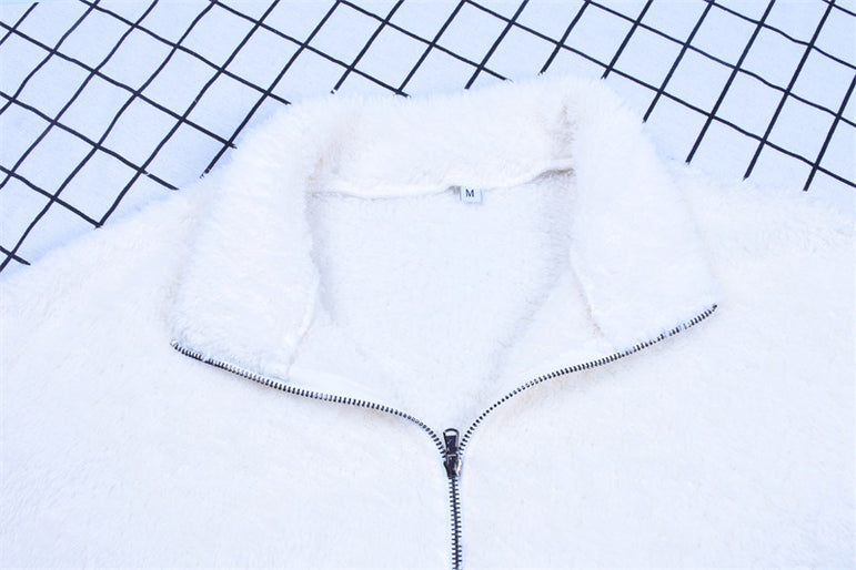 Faux lambswool Crop Tops Jacket