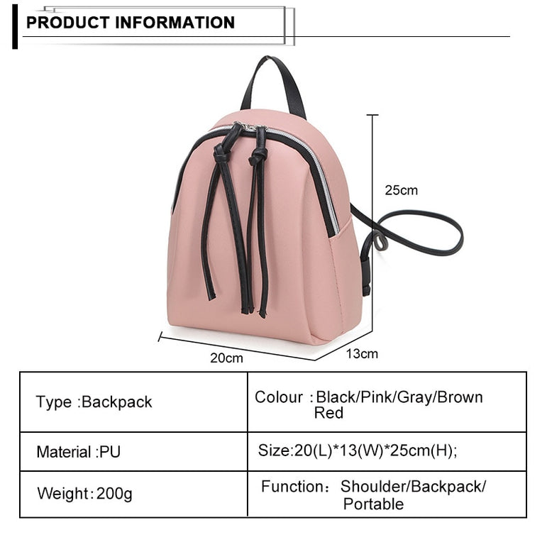 New Lady Small Backpack Women Leather Shoulder Bag