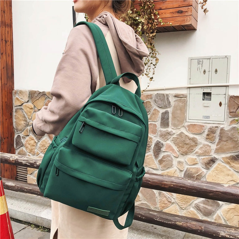 Waterproof Nylon Women Multi Pocket Backpacks