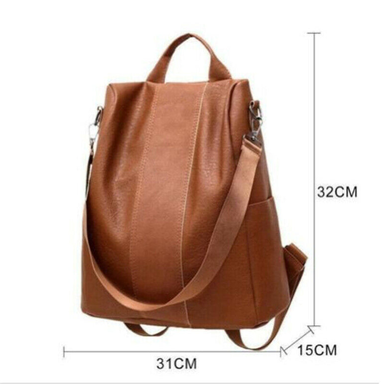 Female Anti-theft Backpack Classic PU Leather Bag